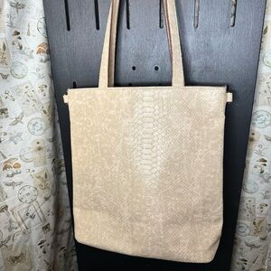 Charming Charlie Textured Cream Tote